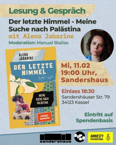 Lesung und Gespräch mit Alena Jabarine: Der letzte Himmel – Meine Suche nach Palästina